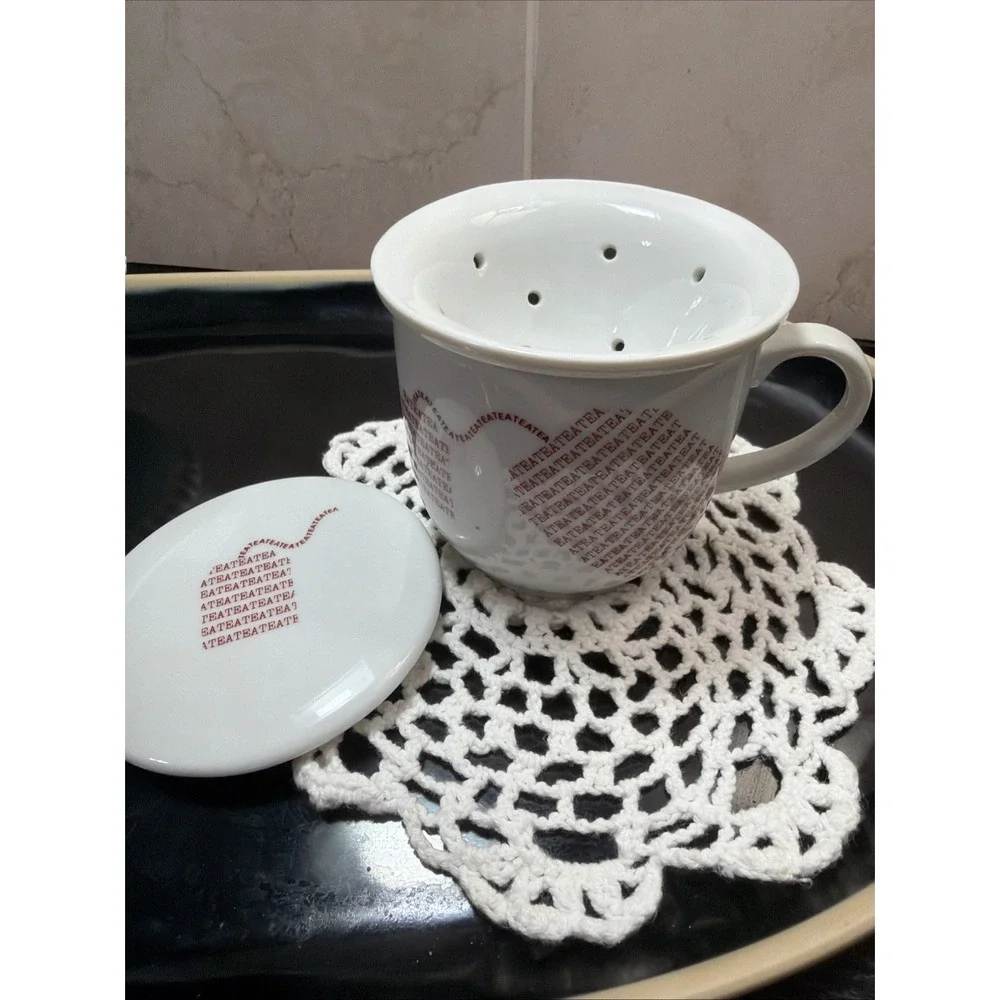 The Toscany Collection Tea Bag Design Tea Mug w/Tea Strainer & Cover-Coaster